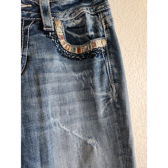 Miss Me Mid Rise Skinny Light Wash Embellished Denim Jeans-28 - Picture 5 of 11